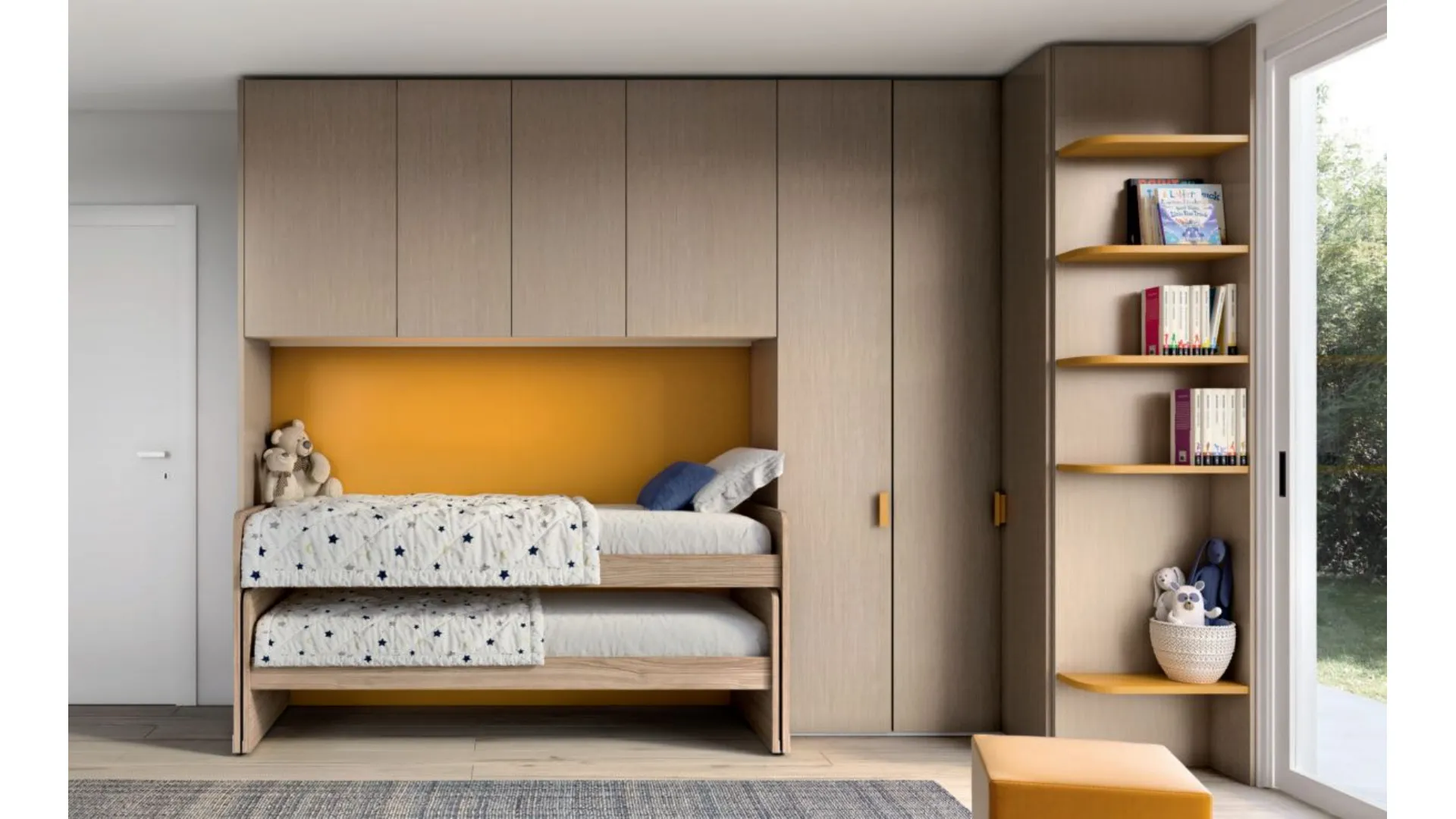 Cameretta moderna per bambini con letto Play, intelligente e versatile salvaspazio