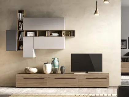 Trento mobile porta tv 120x42x40 cm bianco opaco e cemento - Abitare