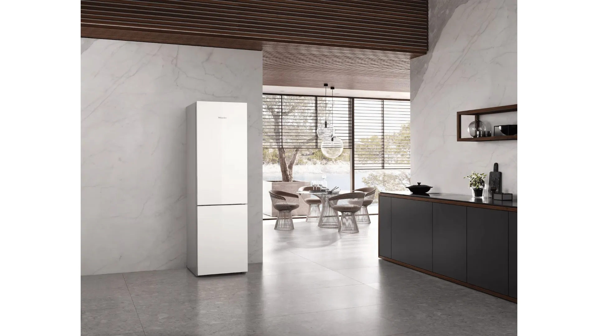 Frigo-Congelatore Miele con design in vetro Brilliant WhiteKFN4898AD 