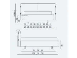 Letto Matrimoniale, con contenitore, rivestimenti sfoderabili in diverse finiture e piedini in legno