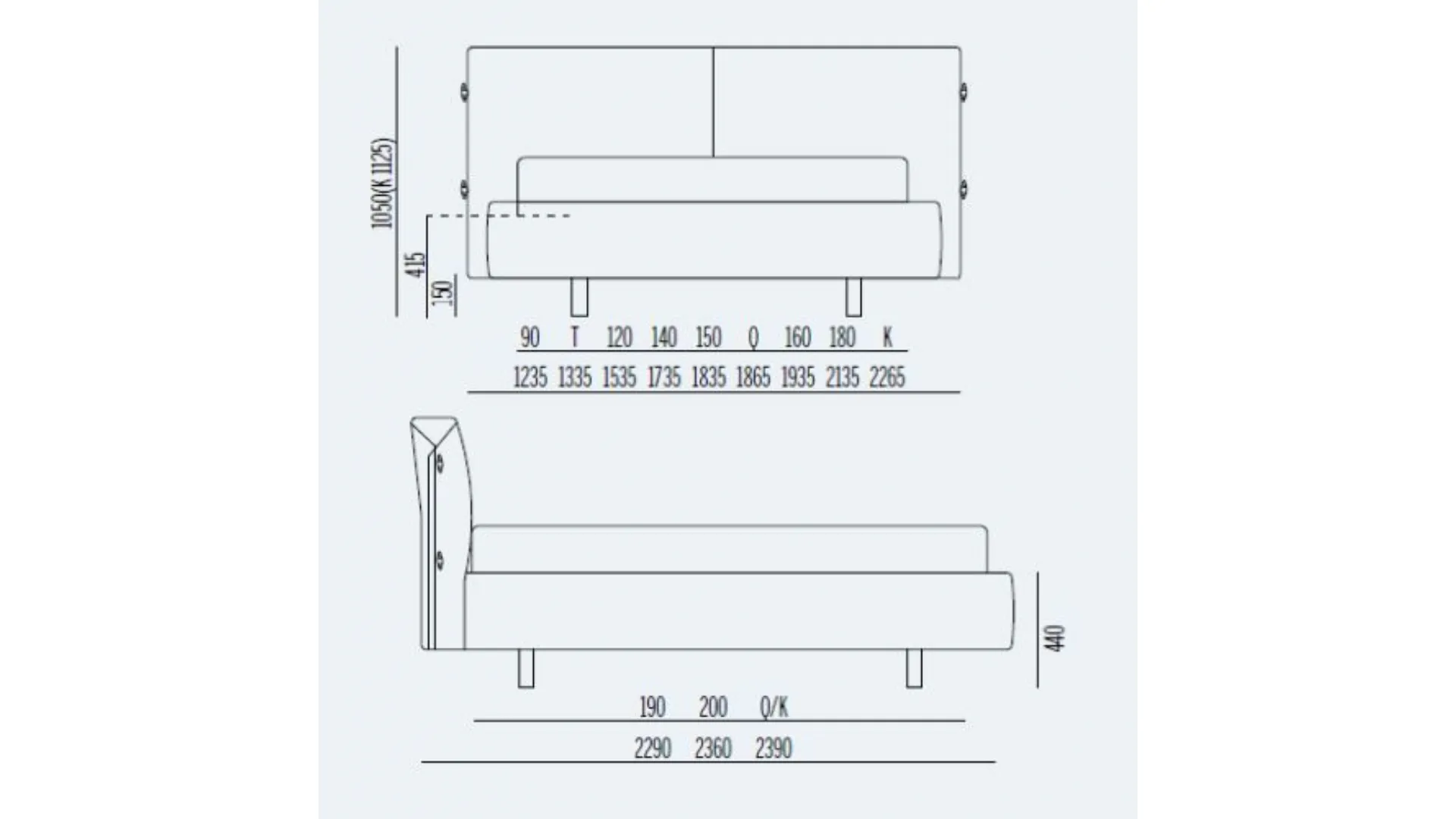 Letto Matrimoniale, con contenitore, rivestimenti sfoderabili in diverse finiture e piedini in legno