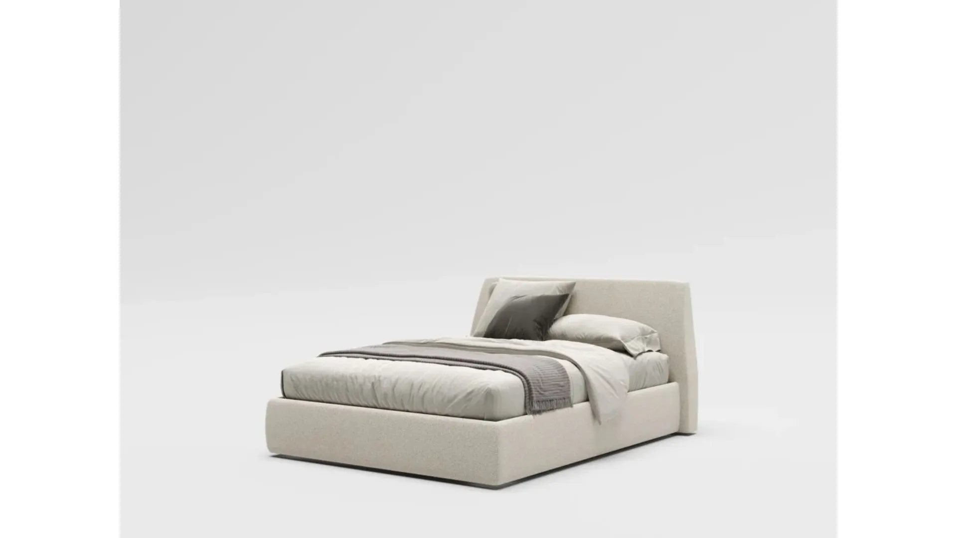 Letto matrimoniale modello tessa giroletto in tessuto, grande testiera sagomata 160x200