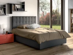 Letto piazza e mezza imbottito con box contenitore 120x195