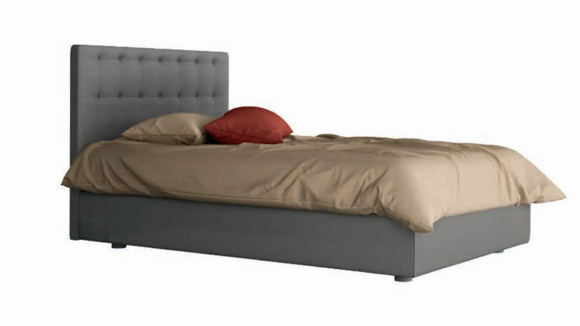 Letto piazza e mezza imbottito con box contenitore 120x195