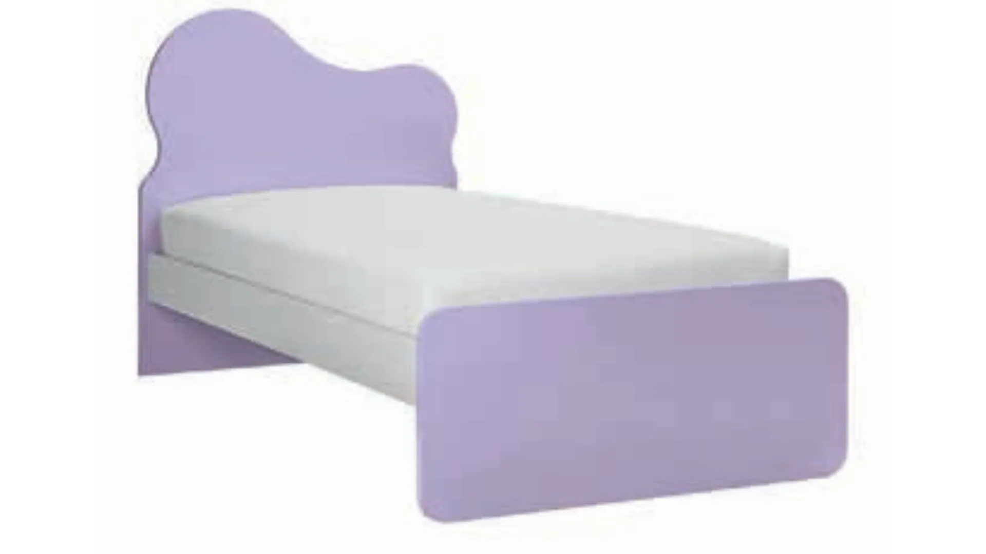 Letto singolo con testiera e piedini sagomati, realizzato con materiali di qualità 205x90