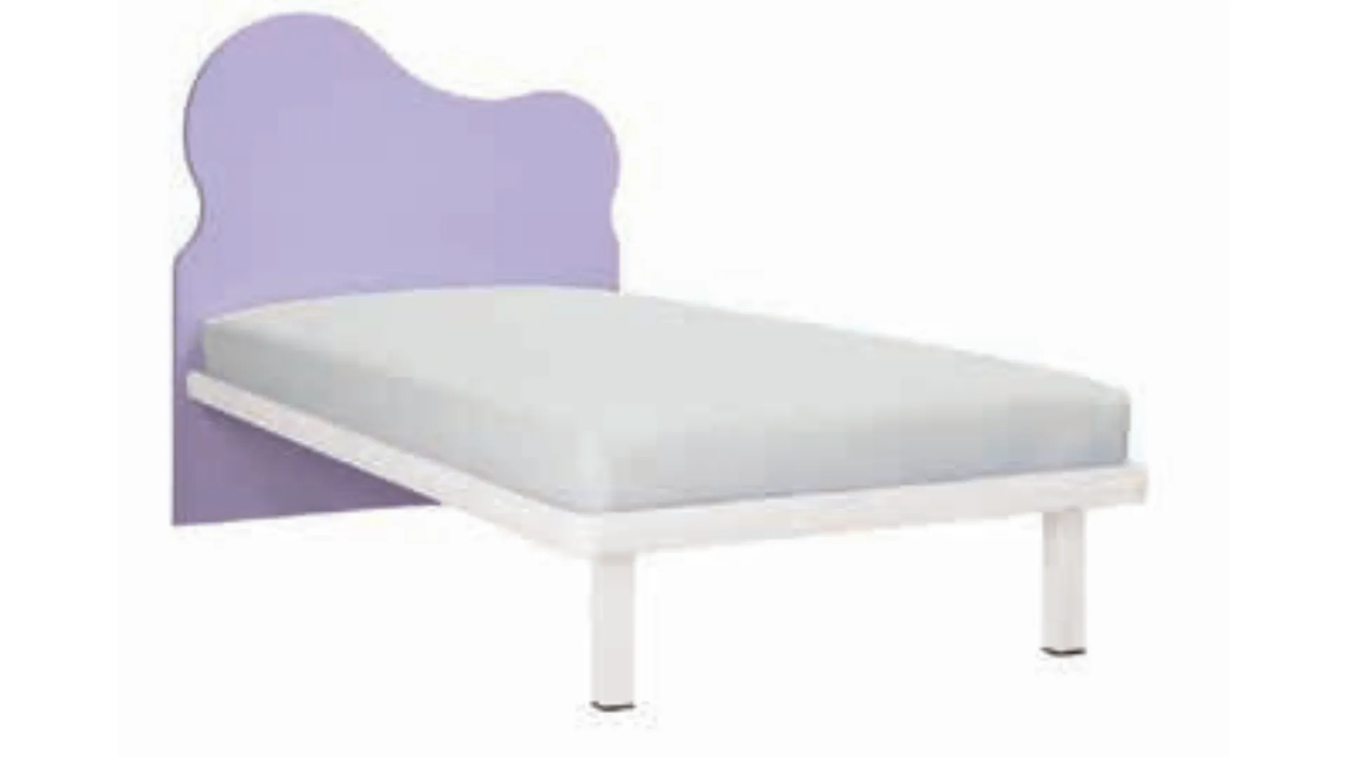 Letto singolo con testiera e piedini sagomati, realizzato con materiali di qualità 205x90