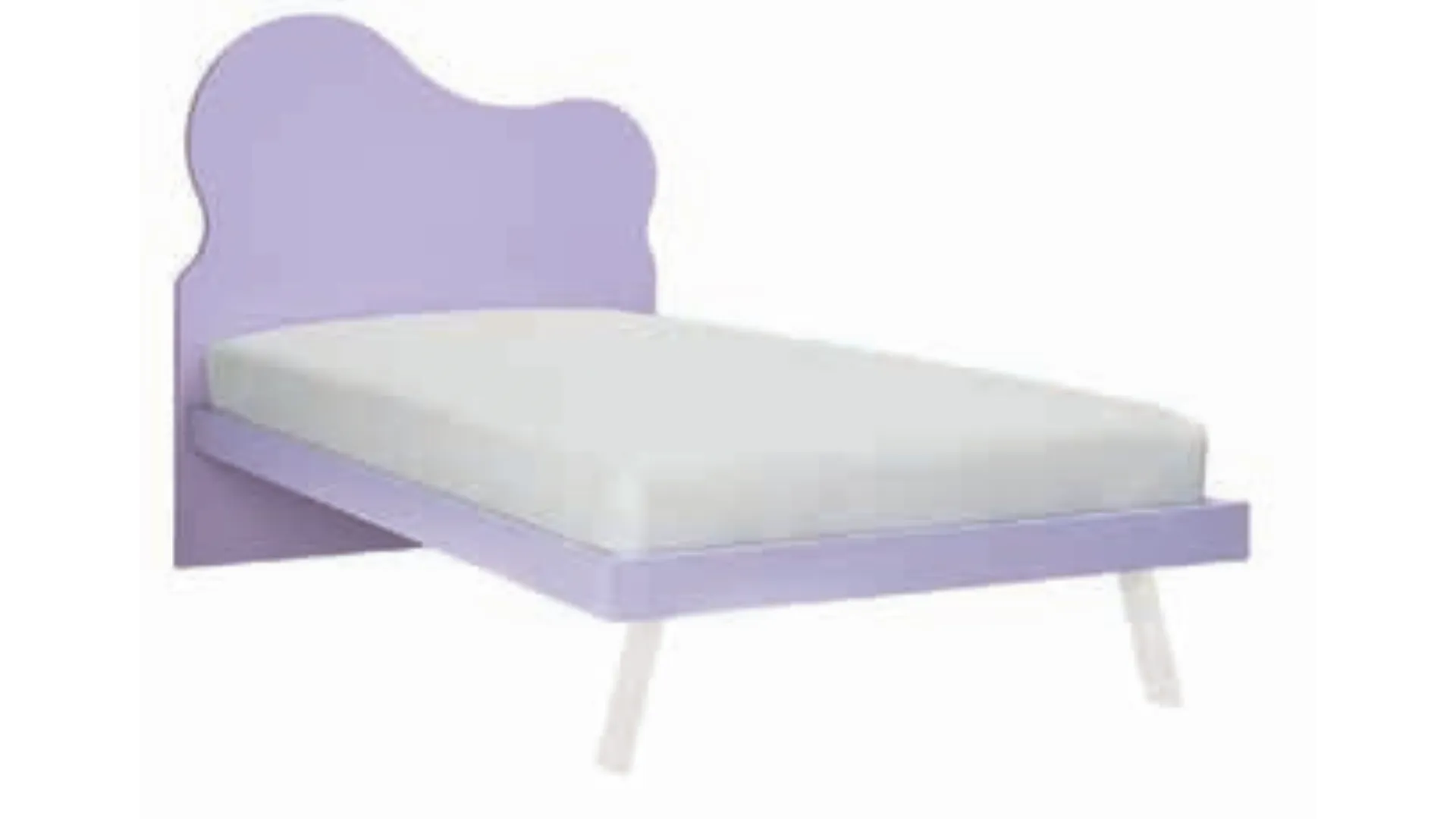 Letto singolo con testiera e piedini sagomati, realizzato con materiali di qualità 205x90