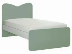 Letto singolo moderno con testiera sagomata e piedini quadrati 200x90