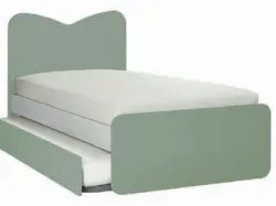 Letto singolo moderno con testiera sagomata e piedini quadrati 200x90