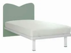 Letto singolo moderno con testiera sagomata e piedini quadrati 200x90