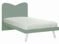 Letto singolo moderno con testiera sagomata e piedini quadrati 200x90