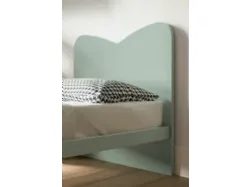 Letto singolo moderno con testiera sagomata e piedini quadrati 200x90