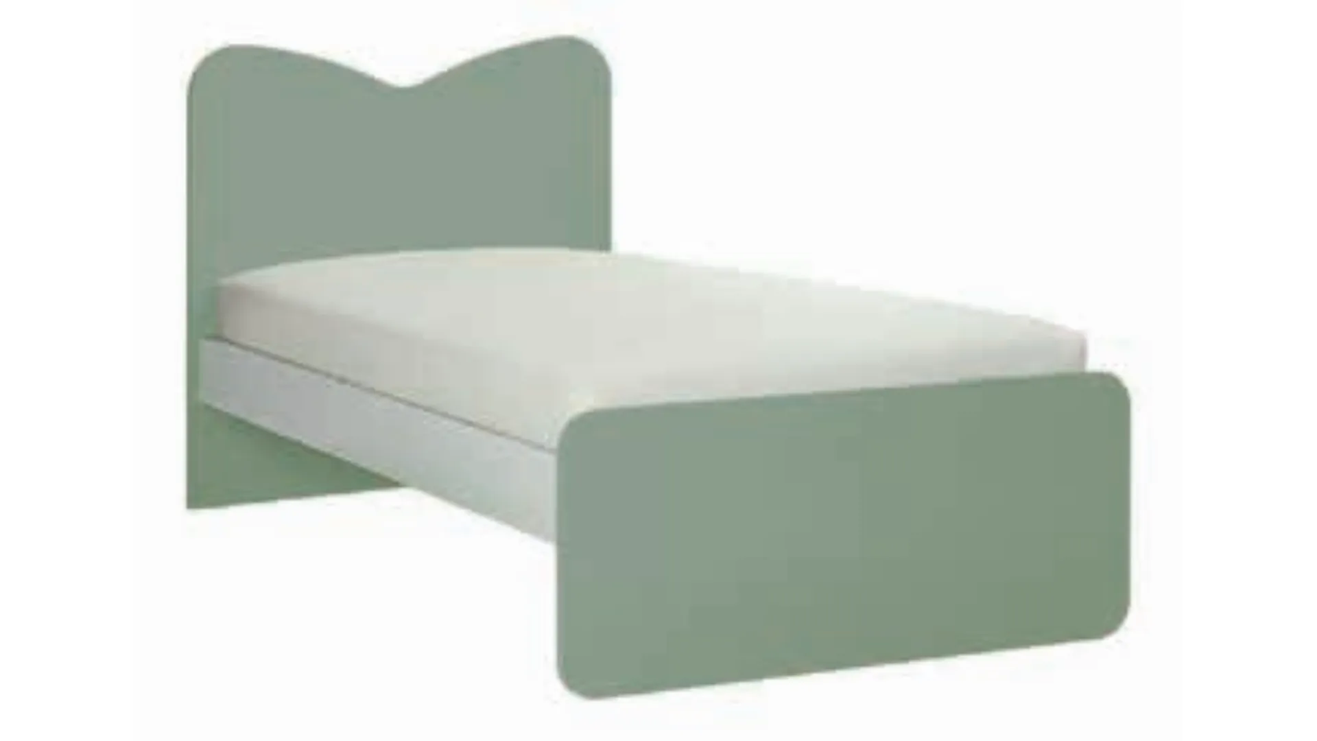 Letto singolo moderno con testiera sagomata e piedini quadrati 200x90