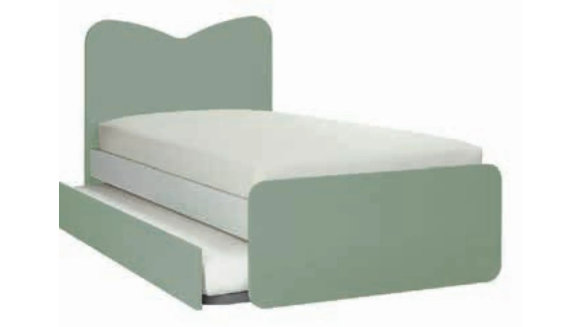 Letto singolo moderno con testiera sagomata e piedini quadrati 200x90