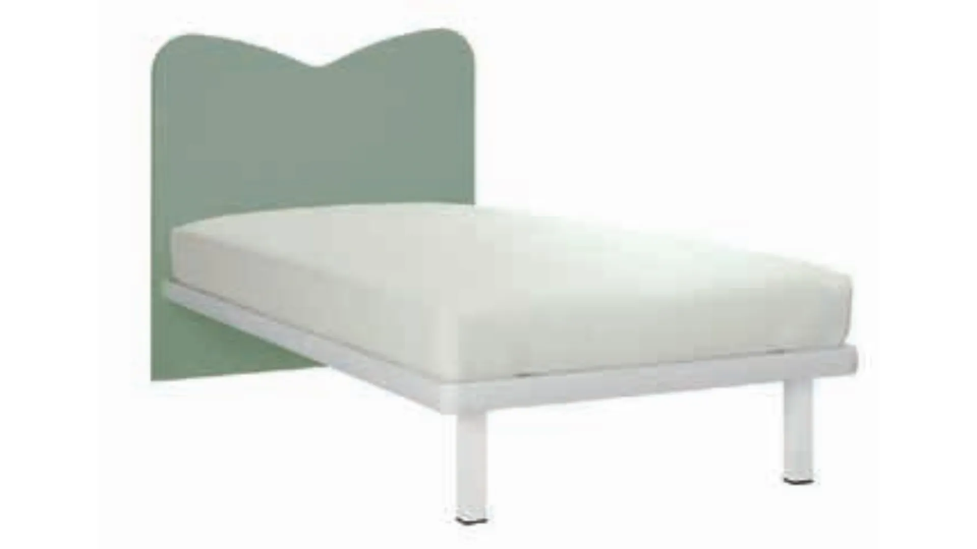 Letto singolo moderno con testiera sagomata e piedini quadrati 200x90