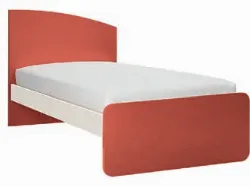 Letto singolo con testiera sagomata che richiama la forma di una vela, finiture personalizzabili 205x90