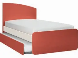 Letto singolo con testiera sagomata che richiama la forma di una vela, finiture personalizzabili 205x90