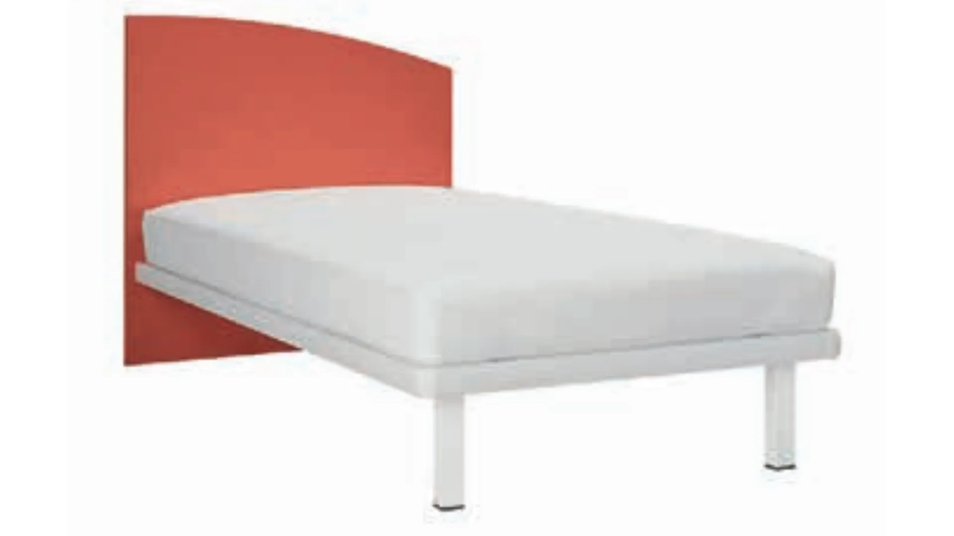 Letto singolo con testiera sagomata che richiama la forma di una vela, finiture personalizzabili 205x90