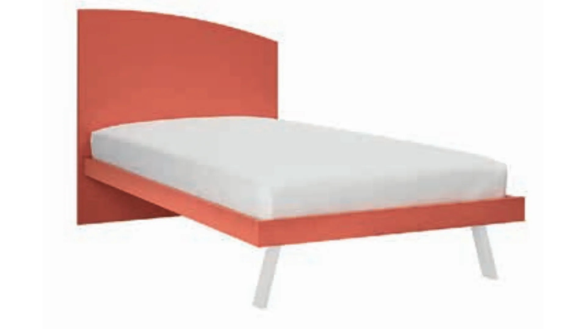 Letto singolo con testiera sagomata che richiama la forma di una vela, finiture personalizzabili 205x90