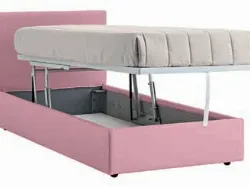 Letto singolo con testiera imbottita sfoderabile, personalizzazione delle finiture 80x195