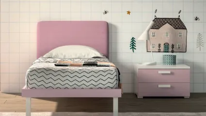 Letto singolo con testiera imbottita sfoderabile, personalizzazione delle finiture 80x195