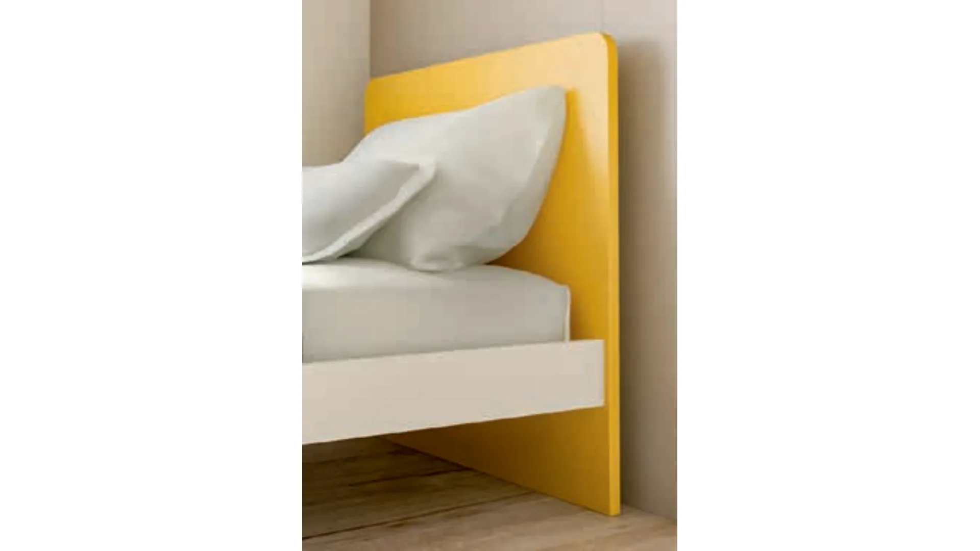 Letto singolo con testiera stondata e giroletto componibili modello Quadro 90x205 